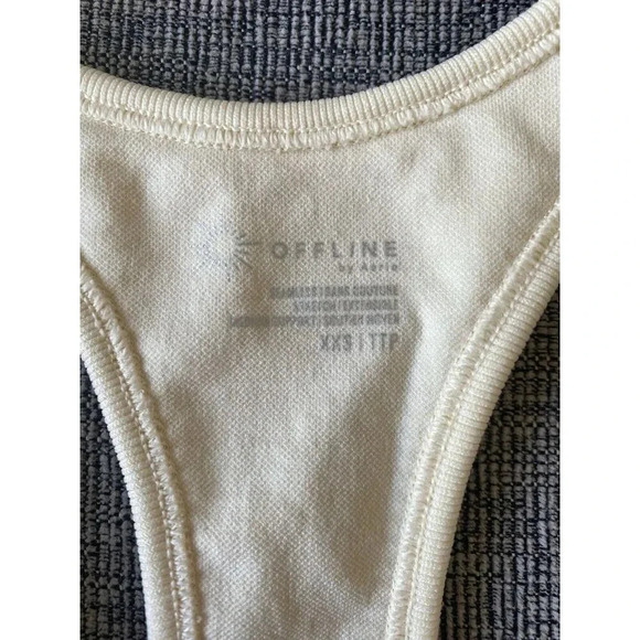OFFLINE By Aerie Ribbed Ivory Sports Bra Size XXS New - Picture 3 of 5